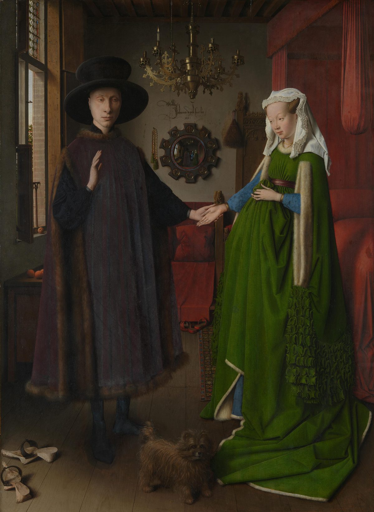 The original van Eyck: a small griffon dog at the couple's feet